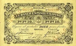 Philippine notgeld 10 Pesos Fuertes, 1896 image