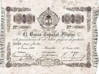 Philippine notgeld 10 Pesos, 1883 image