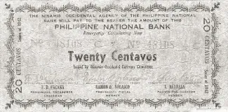 Philippine notgeld 20 Centavos, 1942 image