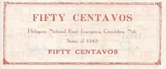 Philippine notgeld 50 Centavos, 1942 reverse