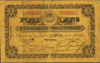 Philippine notgeld 5 Pesos Fuertes, 1896 image