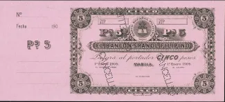 Philippine notgeld 5 Pesos, 1904 image