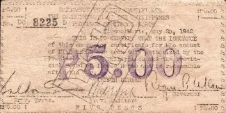 Philippine notgeld 5 Pesos, 1942 image