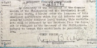Philippine notgeld 5 Pesos, 1942 reverse