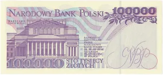 Poland 100.000 Zlotys, 1993 reverse