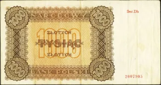 Poland 1.000 Zlotys, 1946 reverse