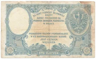 Poland 100 Zlotys, 1919 reverse