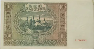 Poland 100 Zlotys, 1941 reverse