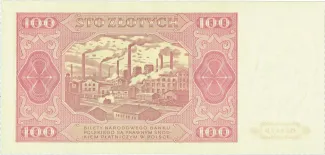 Poland 100 Zlotys, 1948 reverse