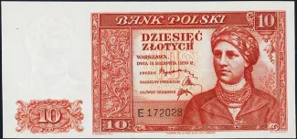 Poland 10 Zlotys, 1939 image
