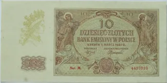 Poland 10 Zlotys, 1940 image