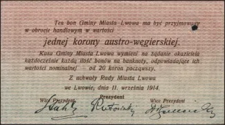 Polish notgeld 1 Korona, 1914 reverse