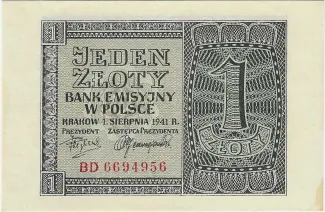 Poland 1 Zloty, 1941 image