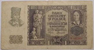 Poland 20 Zlotys, 1940 image