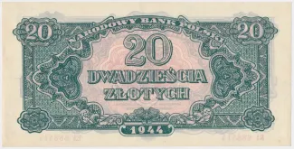 Poland 20 Zlotys, 1944 reverse