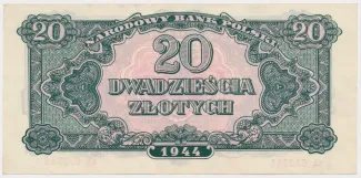 Poland 20 Zlotys, 1944 reverse