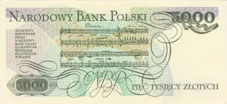 Poland 5.000 Zlotys, 1982-1988 reverse