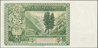 Poland 50 Zlotys, 1939 reverse