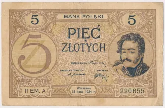 Poland 5 Zlotys, 1924 image