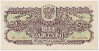 Poland 5 Zlotys, 1944 image