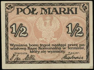 Polish notgeld 0 Marka, 1920 reverse