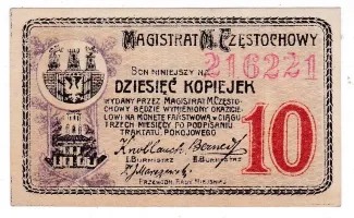 Polish notgeld 10 Kopiejek, 1916 obverse