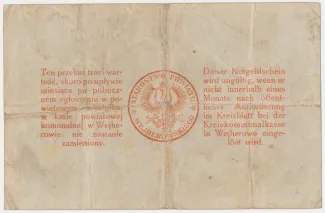 Polish notgeld 10 Marks, 1920 reverse