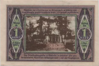 Polish notgeld 1 Mark, 1922 reverse