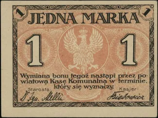 Polish notgeld 1 Marka, 1920 reverse