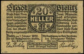Polish notgeld 20 Halerzy, 1920 reverse