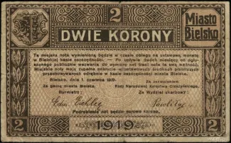 Polish notgeld 2 Korony, 1919 reverse