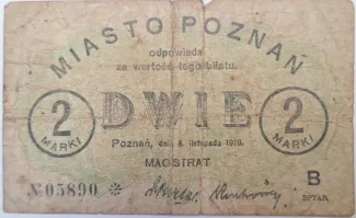 Polish notgeld 2 Marki, 1919 obverse