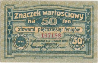 Polish notgeld 50 Fenigów, 1920 obverse