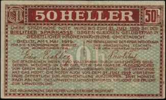 Polish notgeld 50 Halerzy, 1919 reverse
