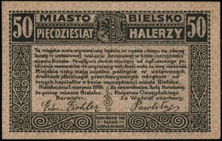 Polish notgeld 50 Halerzy, 1919 obverse