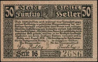 Polish notgeld 50 Halerzy, 1919 reverse
