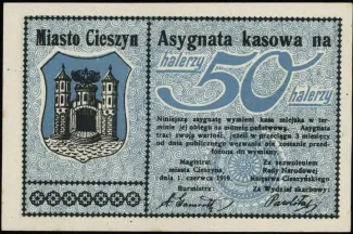 Polish notgeld 50 Halerzy, 1919 obverse
