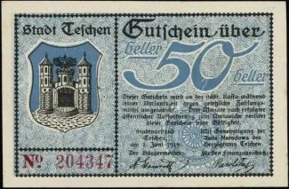 Polish notgeld 50 Halerzy, 1919 reverse
