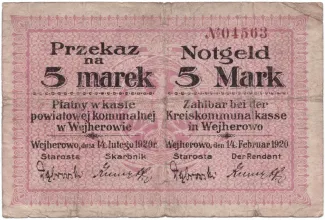 Polish notgeld 5 Marks, 1920 image