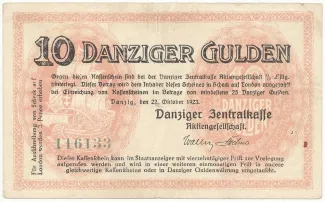 Polish States 10 Gulden, 1923 obverse