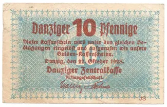 Polish States 10 Pfennige, 1923 obverse