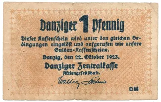Polish States 1 Pfennig, 1923 obverse