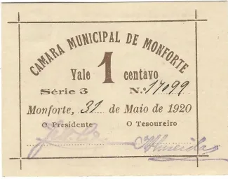 Portalegre, District of 1 Centavo, 1920 obverse