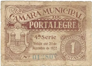 Portalegre, District of 1 Centavo, 1922 obverse