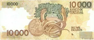 Portugal 10.000 Escudos 1st., 1989-1991 reverse