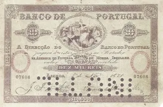 Portugal 10.000 Reis 10, 1878 image