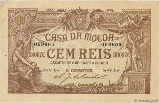 Portugal 100 Réis, 1891 image