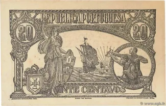 Portugal 20 Centavos, 1922 reverse