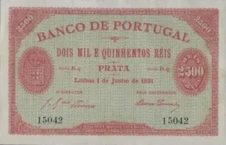 Portugal 2.500 Réis 1st., 1891 image