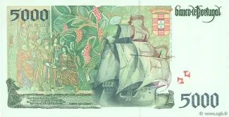Portugal 5.000 Escudos 3rd., 1995-1998 reverse